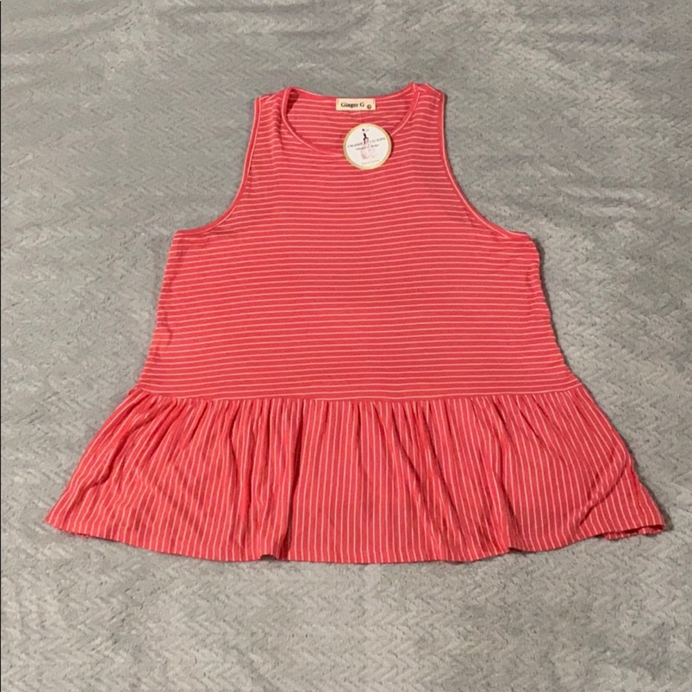Pink & White Striped Tank Top